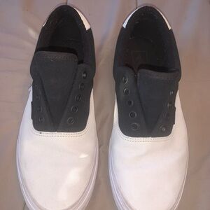 Vans Black and White Slip-On Sneakers 8 mens like new